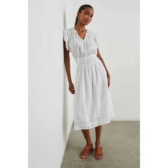 NWT Rails Iona White Lace Detail MIDI Dress - XS - Cotton - Picture 3 of 10